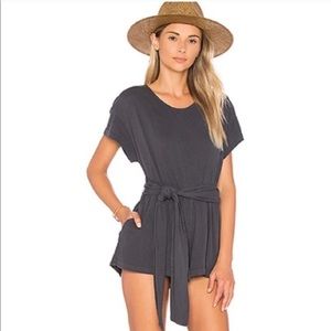 Free People Easy Street Wrap Romper in Slate Gray